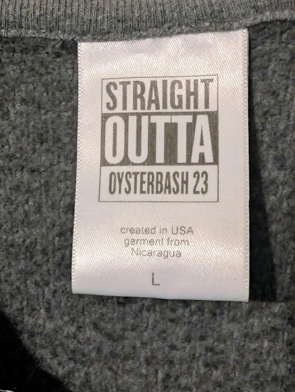 Straight Outta Oyster Bash 23 Men's Gray Zip Hoodie with Mermaid Graphic Large
